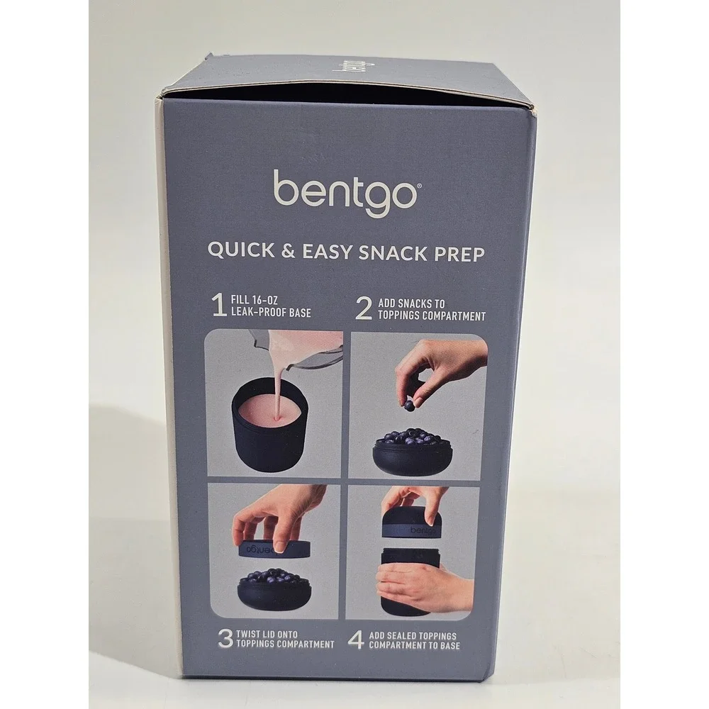 Bentgo‎ Snack Cup 16oz Base 4oz Toppings Blue BGSNKCP-N Leak-Proof New in Box